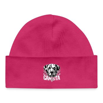 Dalmatiner Gangsta Gangster Hund Geschenk - Baby Organic Mütze - hot Pink - Vorne