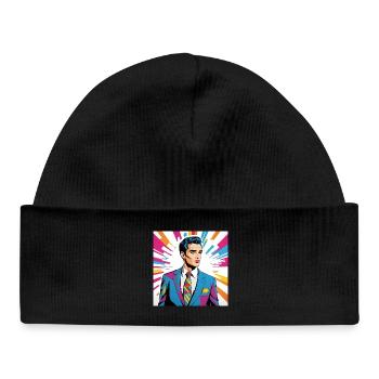 Portrait style pop art homme élégant - Bonnet bébé bio - noir - Devant