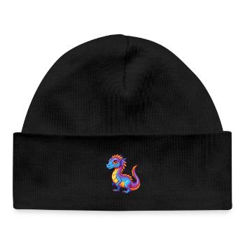 basilic coloré kawaii personnage de dessin animé clipart - Bonnet bébé bio - noir - Devant