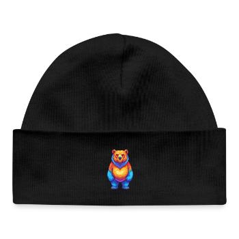 Bear Colorful Kawaii Cartoon Character Clipart - Baby Organic Beanie - black - Front