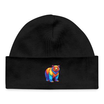 Bear Colorful Kawaii Cartoon Character Clipart - Baby Organic Beanie - black - Front