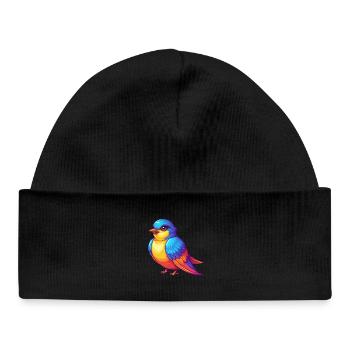hirondelle coloré kawaii personnage de dessin animé oiseau - Bonnet bébé bio - noir - Devant