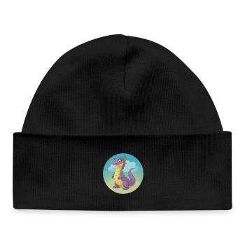 Basilic mignon Kawaii dessin animé Clipart Animal de compagnie - Bonnet bébé bio - noir - Devant