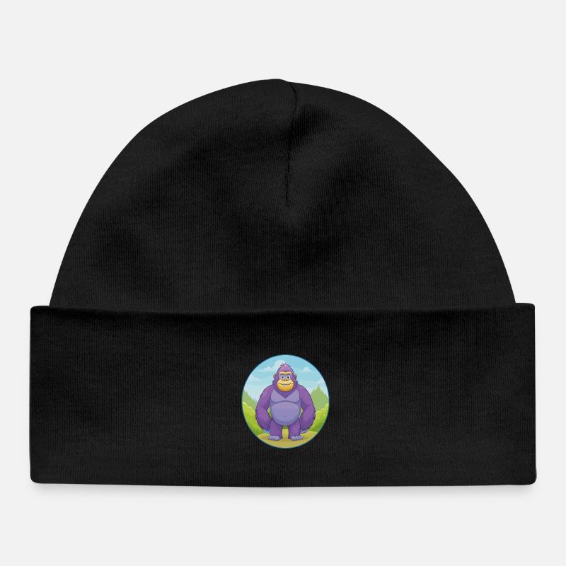 Gorille mignon kawaii dessin animé Clipart animal de compagnie - Bonnet bébé bio - noir