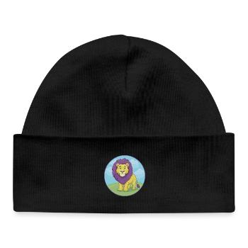 Lion mignon Kawaii dessin animé Clipart Animal de compagnie - Bonnet bébé bio - noir - Devant