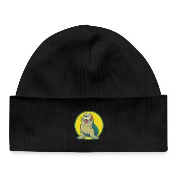 Walrus Cute Kawaii Cartoon Clipart Pet Animal - Baby Organic Beanie - black - Front