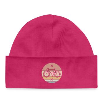 retro Fahrrad Rennrad Singlespeed Fixie Symbol - Baby Organic Mütze - hot Pink - Vorne
