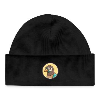 Taube Kawaii Cartoon Figur Tier Haustier Gesicht - Baby Organic Mütze - Schwarz - Vorne