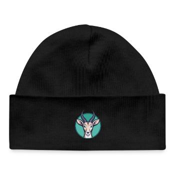 Antelope Kawaii Cartoon Character Animal Pet Face - Baby Organic Beanie - black - Front