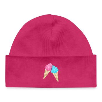 Couple de crème glacée duo glacier d’été salon de crème glacée cool d’été deux fan - Bonnet bébé bio - hot pink - Devant
