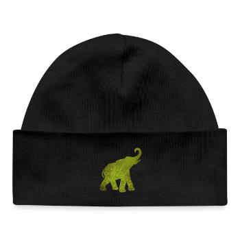 Yoga Green Elephant Pattern Mediatation India om - Baby Organic Beanie - black - Front