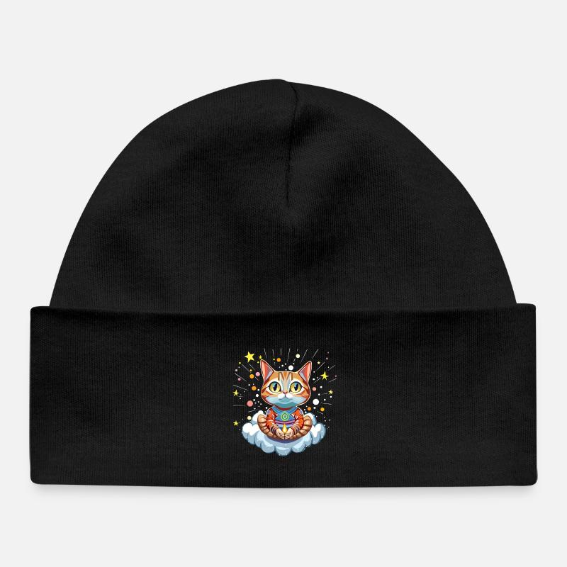 Chat astral mysterieux - Bonnet bébé bio - noir
