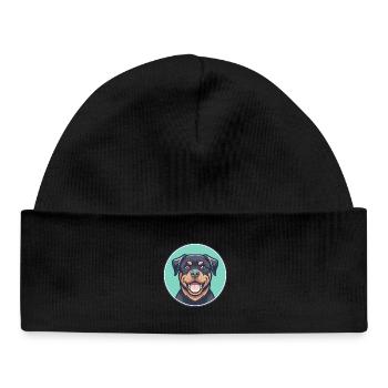 Rottweiler chien race dessin animé Kawaii Clipart Animal - Bonnet bébé bio - noir - Devant