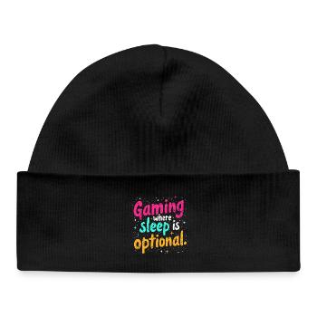 GAMING: WO SCHLAF OPTIONAL IST - Baby Organic Mütze - Schwarz - Vorne