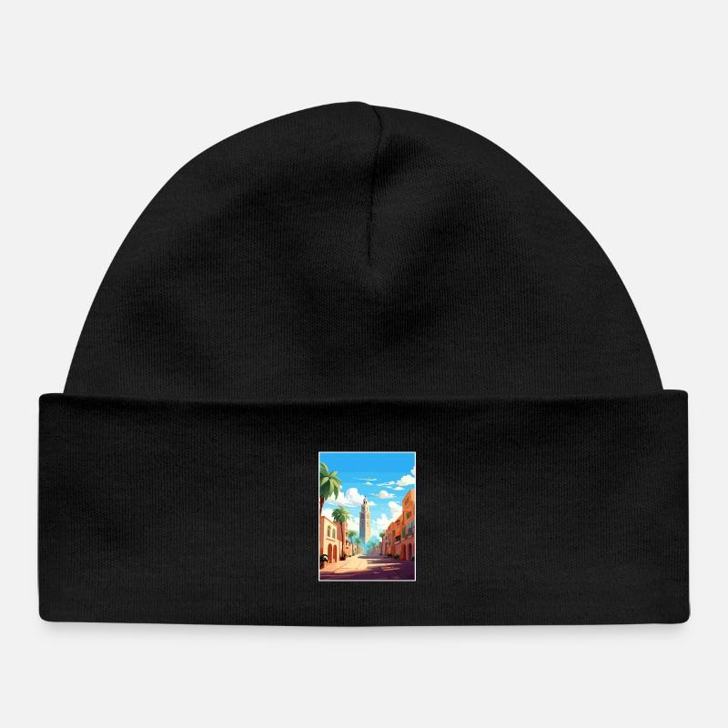 Casablanca Maroc Affiche de voyage Souvenir Peinture WP - Bonnet bébé bio - noir