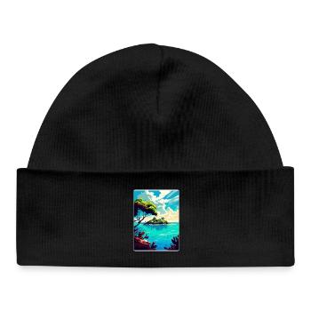 Belize Caraïbes Voyage Affiche Souvenir Peinture WPA - Bonnet bébé bio - noir - Devant