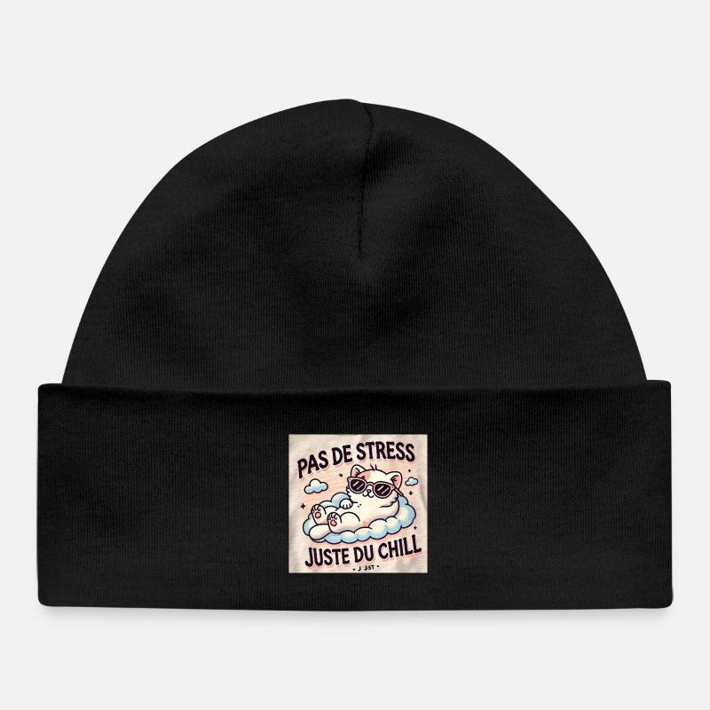 Chat chill - Bonnet bébé bio - noir