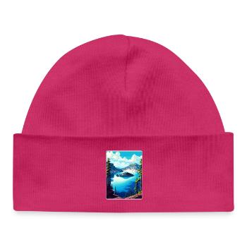 Crater Lake National Park Travel Poster Souvenir - Baby Organic Beanie - hot pink - Front