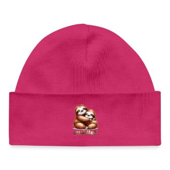 Sloths Sloth Snuggle Gift - Baby Organic Beanie - hot pink - Front