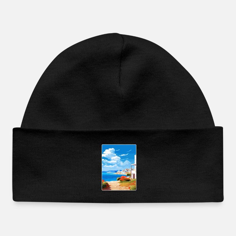 Paros Grèce Affiche de voyage Peinture de carte postale souvenir - Bonnet bébé bio - noir