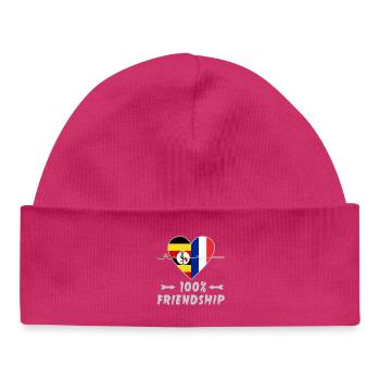 Uganda and France 100% friendship - Baby Organic Beanie - hot pink - Front
