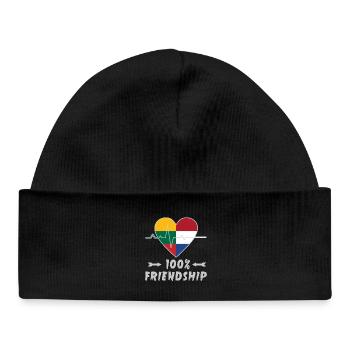 Lithuania and the Netherlands 100% friendship - Baby Organic Beanie - black - Front