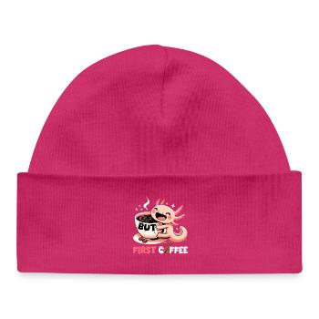 Axolotl aber erstmal Kaffee Geschenk - Baby Organic Mütze - hot Pink - Vorne