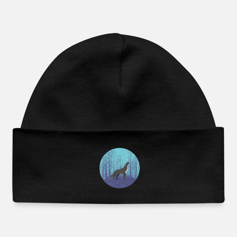 Loup dans la forêt de la lune - Bonnet bébé bio - noir
