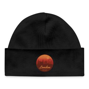 La silhouette de Londres dans un coucher de soleil rétro - Bonnet bébé bio - noir - Devant