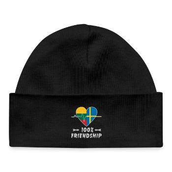 Lithuania and Sweden 100% friendship - Baby Organic Beanie - black - Front