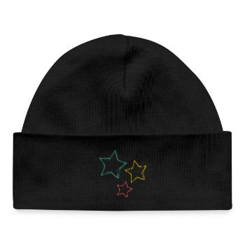 CHRISTMAS. STAR. STARS. CHRISTMAS ISLAND. NEW YEAR'S DAY - Baby Organic Beanie - black - Front