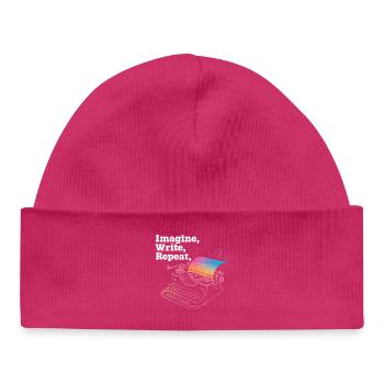 Imagine, Write, Repeat - Baby Organic Beanie - hot pink - Front