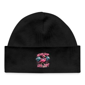 Leg Day Flamingo Leg Workout Funny Gym Gift - Baby Organic Beanie - black - Front