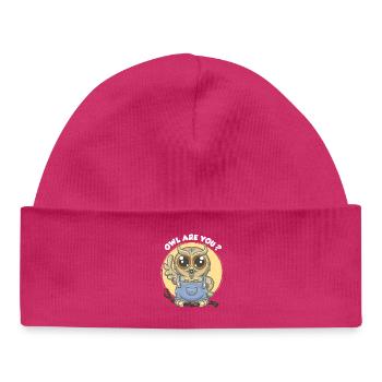 Owl are you ? - Bonnet bébé bio - hot pink - Devant