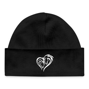 Horse Heart (White) - Baby Organic Beanie - black - Front