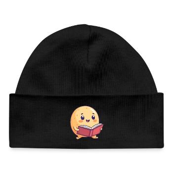 Happy Potato Reading a Book - Adorable Design - Baby Organic Beanie - black - Front