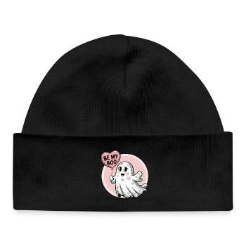 Be My Boo - Design de la Saint-Valentin fantôme mignon - Bonnet bébé bio - noir - Devant