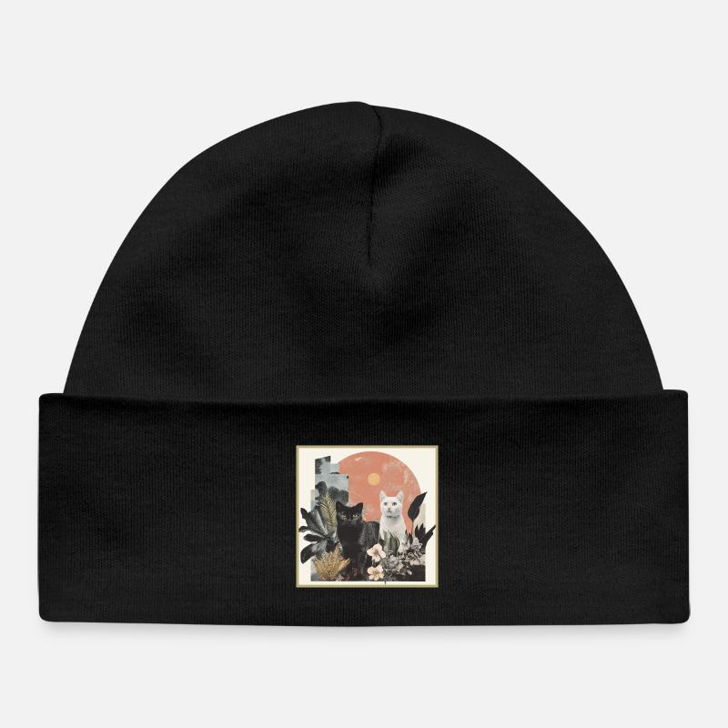 collage de chats - Bonnet bébé bio - noir
