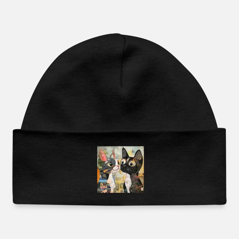 chat chats chat collage de chat - Bonnet bébé bio - noir