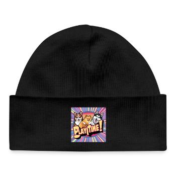 Chiens de bande dessinée - Temps de jeu - Bonnet bébé bio - noir - Devant