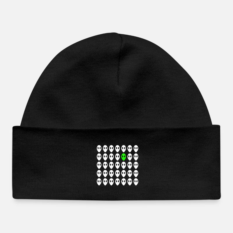 alien face - Baby Organic Beanie - black