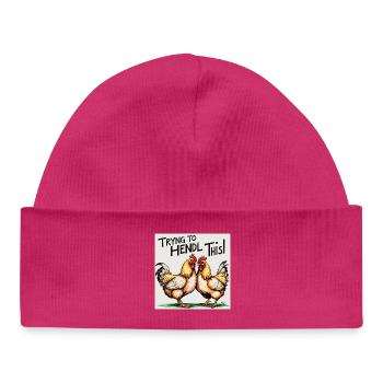 Poulets « Essayer de faire ça » - Bonnet bébé bio - hot pink - Devant