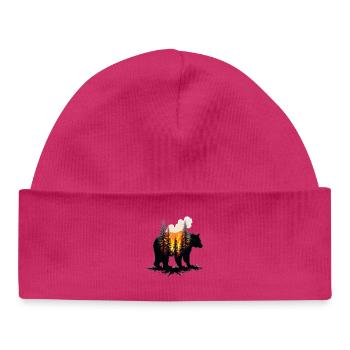 bear - Baby Organic Beanie - hot pink - Front