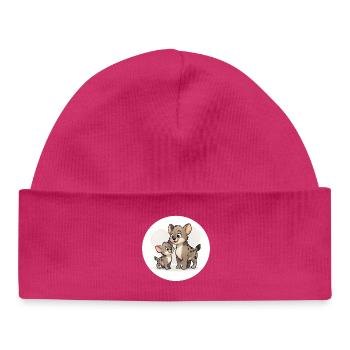 Hyänen Familie - Baby Organic Mütze - hot Pink - Vorne