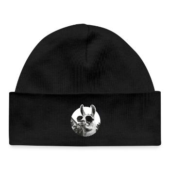 Lama en vacances palmiers humour comique  - Baby Organic Beanie - black - Front