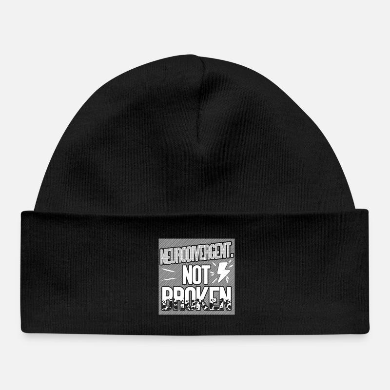 Neurodivergent. Pas cassé. - Bonnet bébé bio - noir