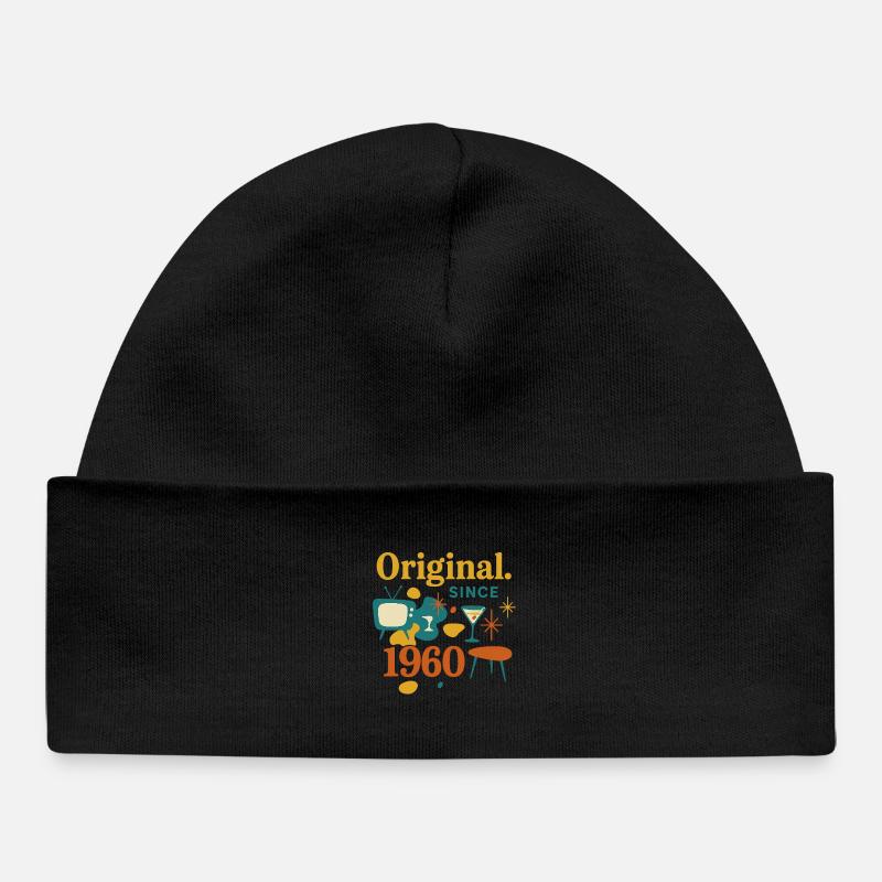 Langue source. Depuis 1960 – Design rétro Année de naissance - Bonnet bébé bio - noir