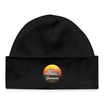 Genf Skyline Sonnenuntergang - Baby Organic Mütze - Schwarz - Vorne