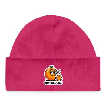 « Jus d’orange » Boisson aux agrumes de dessin animé amusant - Bonnet bébé bio - hot pink - Devant
