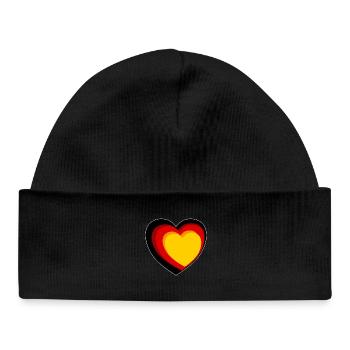 Coeur 3D en noir, rouge et or - Bonnet bébé bio - noir - Devant